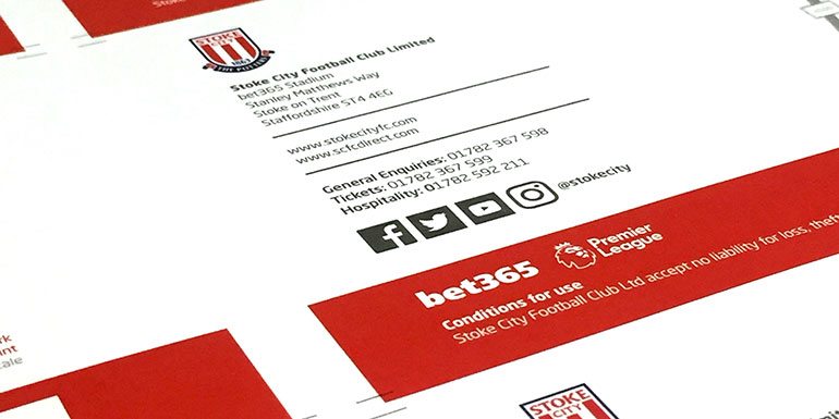 Printed parking tickets for Stoke City football club