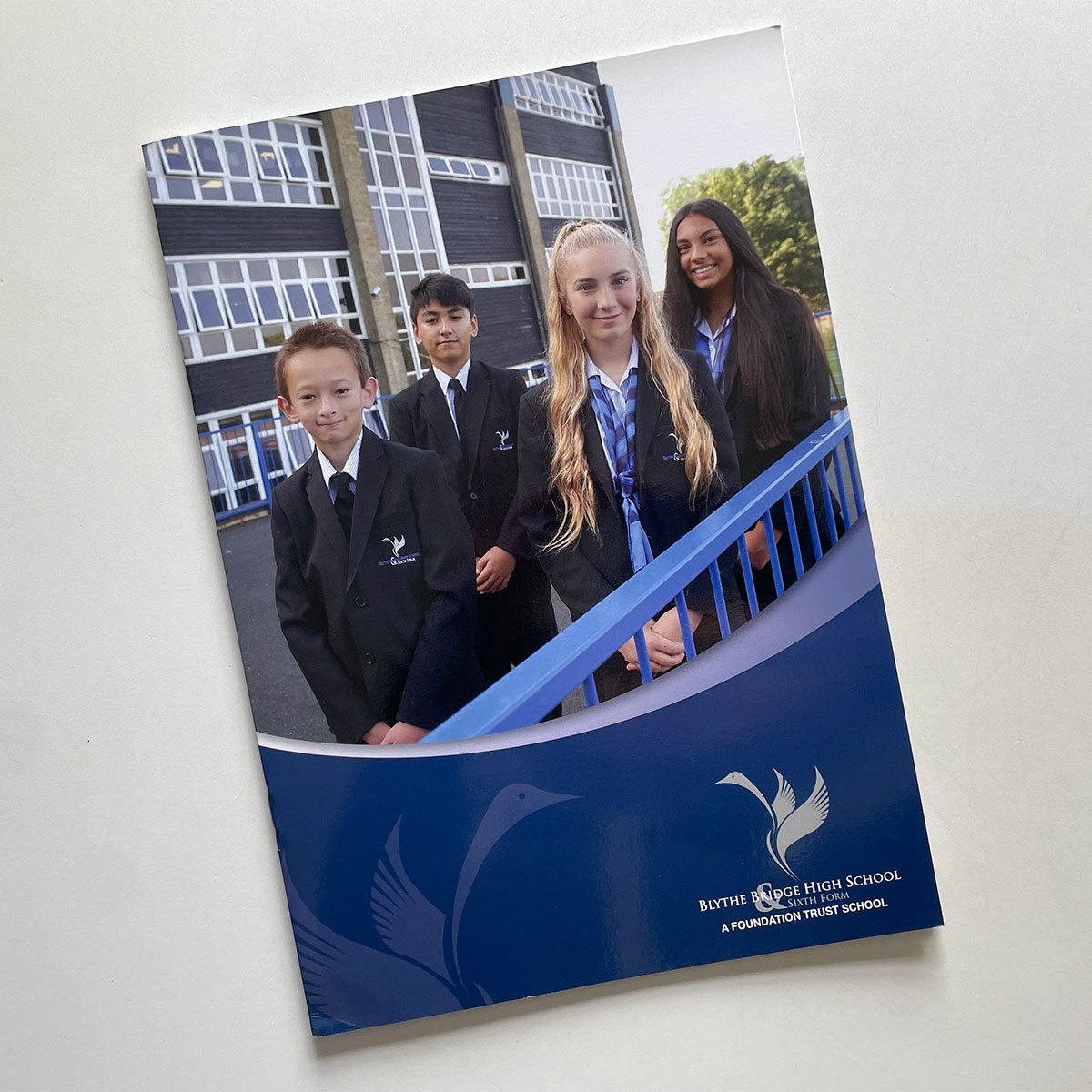 The front cover of the Blythe Bridge School prospectus