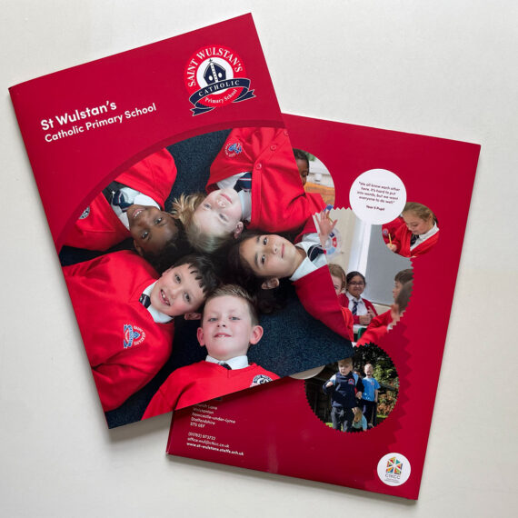 St Wulstan's Catholic Primary school Prospectus designed and printed by Panda Press in Stone